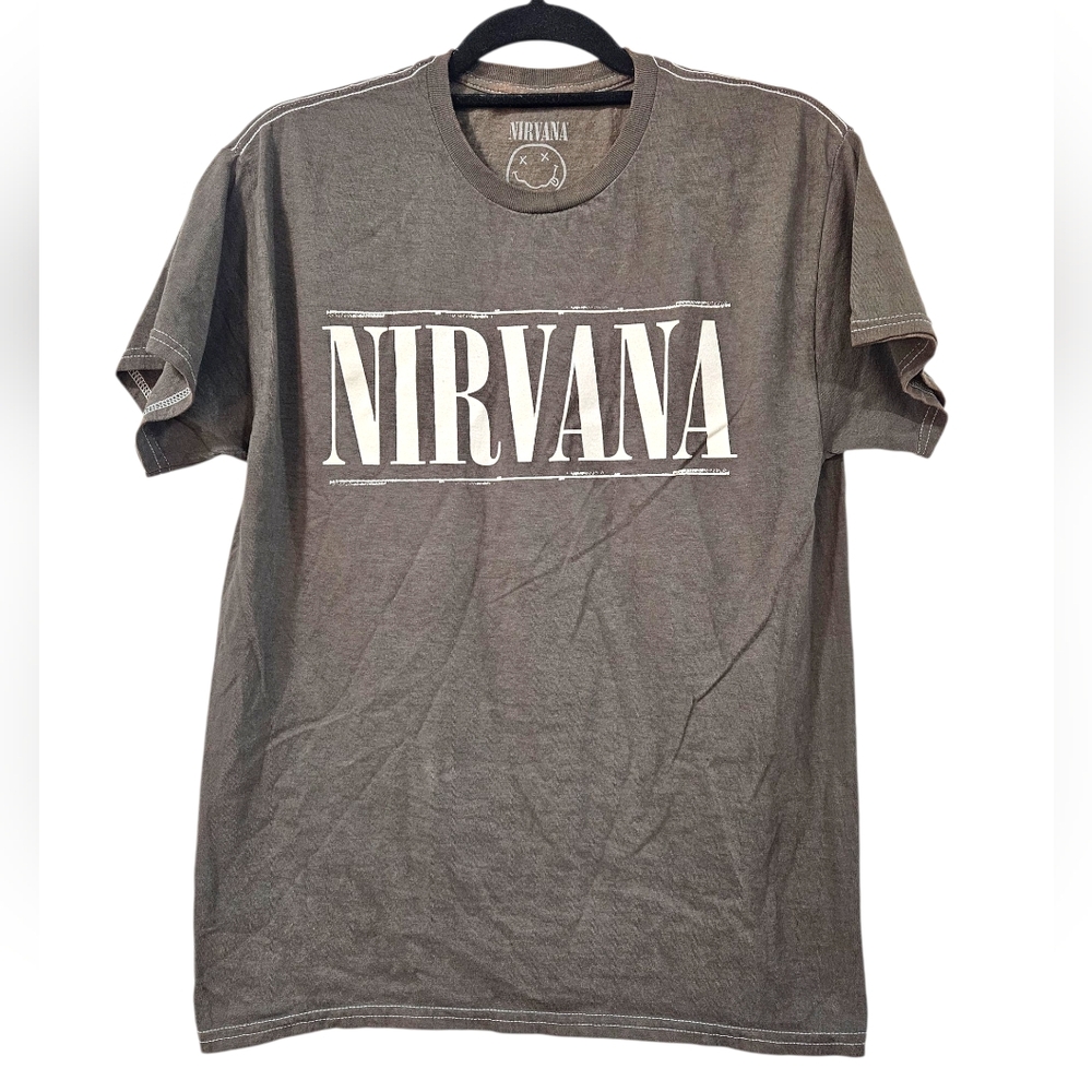 NWOT Nirvana Band Tee Grunge Retro Oversized Distressed Faded Green Unisex Tee